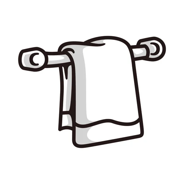 Symbool Van Een Hangende Handdoek Zwarte Lijn Art Style Schaduw — Stockvector