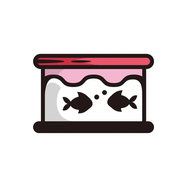 Символ Объект Аквариума Двумя Рыбами Внутри Красном Цвете Черной Линии — стоковый вектор