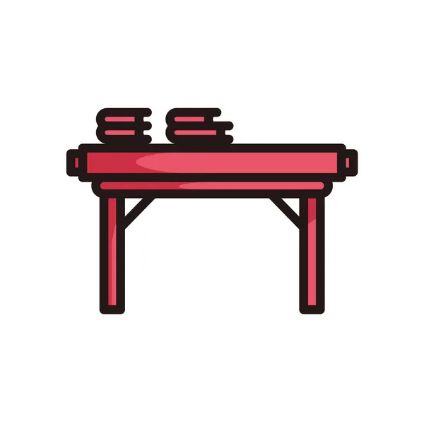 Simbolo Semplice Una Scrivania Studio Colore Rosso Linea Nera Stile — Vettoriale Stock