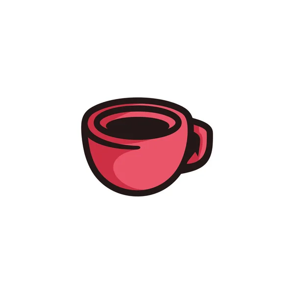 Symbole Une Tasse Café Dans Style Art Ligne Noire Couleur — Image vectorielle