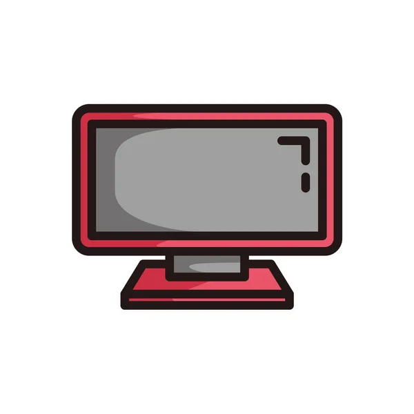 Simple Symbol Flat Television Red Colored Black Line Art Style — Stock Vector