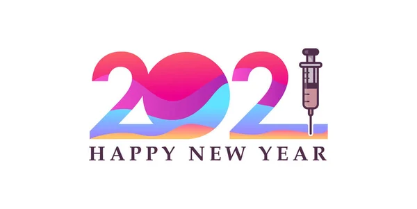 Yeni yılın kutlu olsun 2021 kişi ve şırınga ikonu
