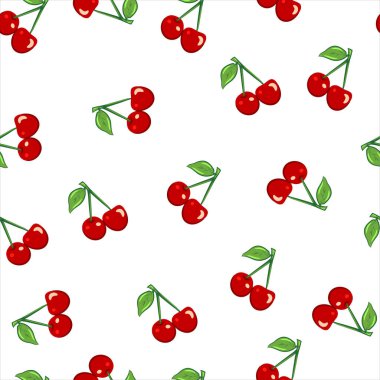 Kiraz desenli çizgi film. Kusursuz meyve deseni. kirazsız desen.