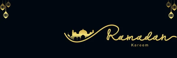 Ramazan Kareem tipografisi ve altın rengi camiler. ramadan kareem islamik arkaplan.