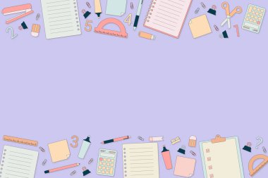 Pastel Renkli Şirin Kırtasiye Elemanları Arkaplanı
