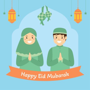 Elle çizilmiş Ramazan Bayramı çizgi filmi mutlu çocuklar müslüman karakter tasarımı