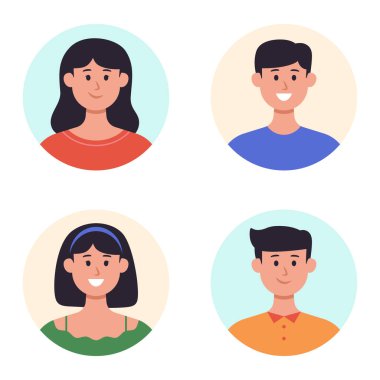 El çizimi avatarlar çizgi film insanları vektör stok