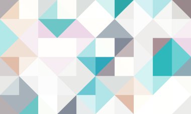 Geometrik şablon arkaplanı üst üste binmiş kareler ve farklı renklerde üçgenler tarafından oluşturulmuştur. Tekrarlanan geometrik tema.