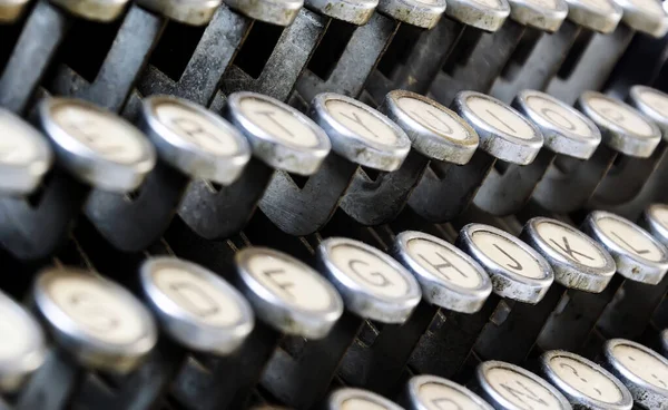 Detail Dusty Keys Old Typewriter Journalism Writing Activities Mechanical Object — Stock Photo, Image
