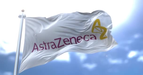이탈리아 2021 새로운 아스트라제네 로고가 바람에 아스트라제네 Astrazeneca Covid Coronavirus — 비디오