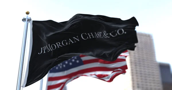 Nueva York Estados Unidos Enero 2021 Bandera Con Logotipo Jpmorgan —  Fotos de Stock