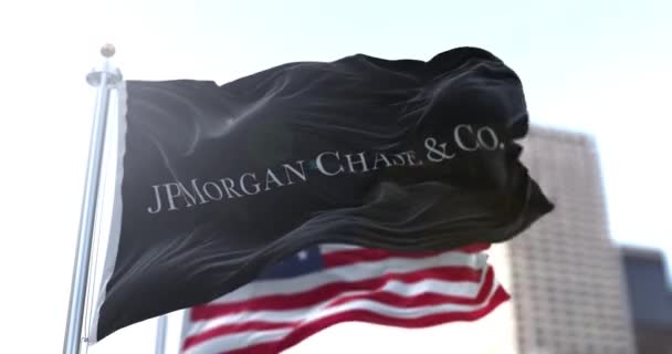 New York Usa Januar 2021 Die Flagge Mit Dem Jpmorgan — Stockvideo