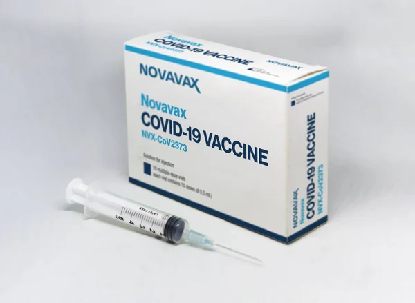 Gaithersburg Usa February 5Th 2021 Syringe Next Novavax Covid Vaccine — Stock Photo, Image