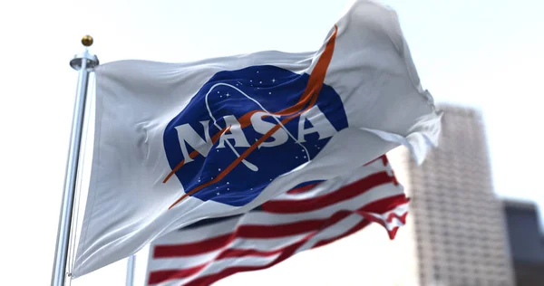 Washington Estados Unidos Marzo 2021 Bandera Nasa Ondeando Junto Con —  Fotos de Stock