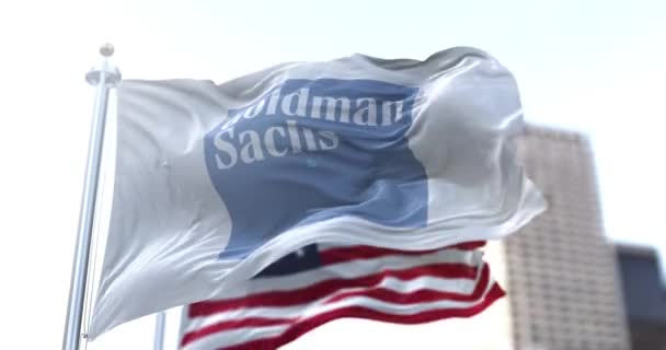 New York Usa Ledna 2021 Vlajka Logem Goldman Sachs Vlající — Stock video