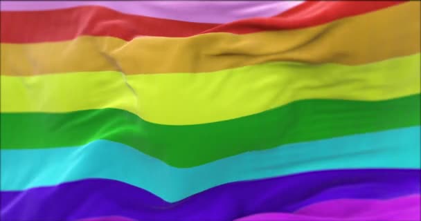 Duhová Vlajka Vlající Větru Symbol Homosexuální Hrdosti Míru Lidská Práva — Stock video