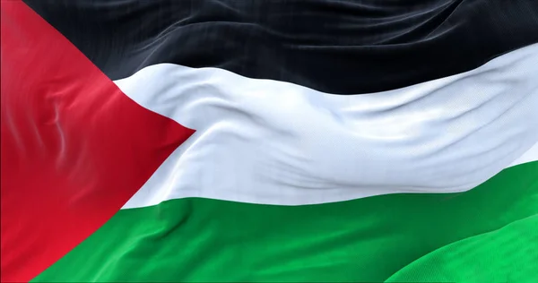 Vista Cerca Bandera Palestina Ondeando Viento Enfoque Selectivo — Foto de Stock