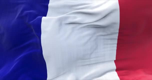 Деталь Національного Прапора Франції Літає Вітрі Демократія Політика Європейська Країна — стокове відео