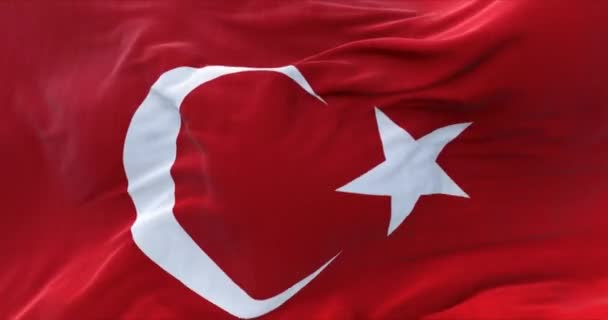 Detail Der Türkischen Nationalflagge Die Wind Weht Demokratie Und Politik — Stockvideo