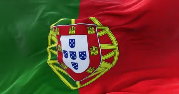 Detail Portugalské Národní Vlajky Vlající Větru Demokracie Politika Animace Semaless — Stock video