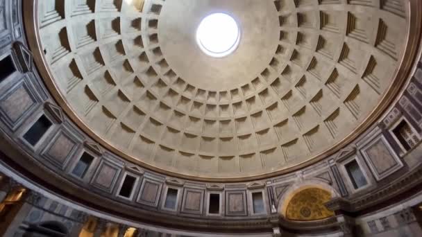 Cupola Del Pantheon Roma Vista Dall Interno Con Foro Centrale — Video Stock