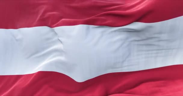 Vista Cerca Bandera Nacional Austria Ondeando Viento Democracia Independencia Animación — Vídeo de stock