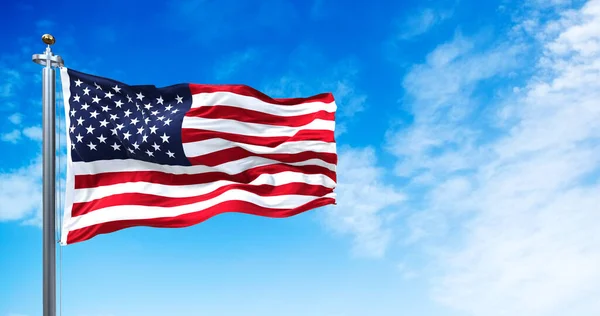 National Flag United States America Waving Wind Clear Sky Background — Stock Photo, Image