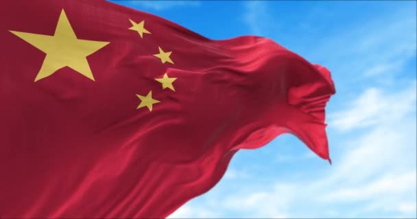 Kínai Népköztársaság Nemzeti Zászlaja Szélben Szabadban Égen Háttérben Zökkenőmentes Animáció — Stock videók