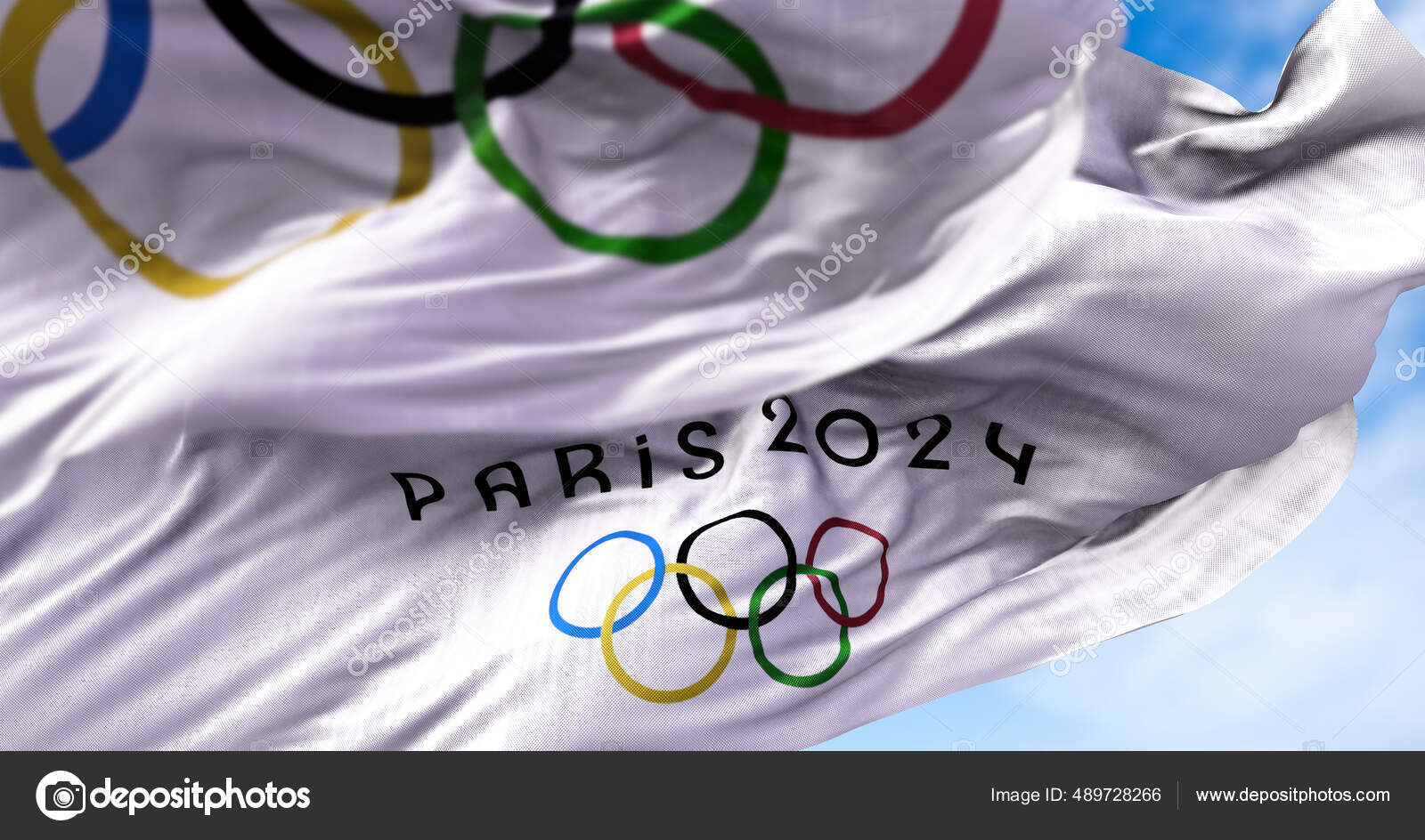 Tóquio Japão Julho 2021 Bandeira Paris 2024 Acenando Vento Com