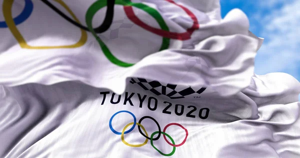 Tokyo Japan July 2021 Tokyo 2020 Olympic Flag Waving Olympic — Stock Photo, Image