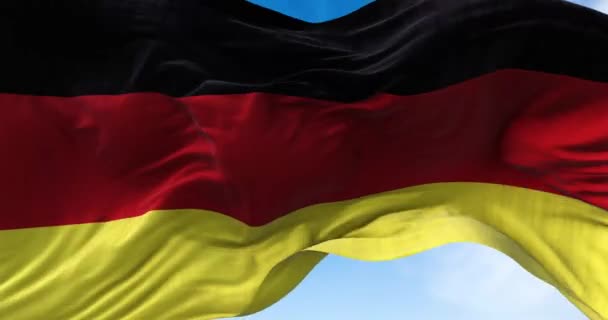 Detail Der Deutschen Nationalflagge Die Wind Weht Demokratie Und Politik — Stockvideo