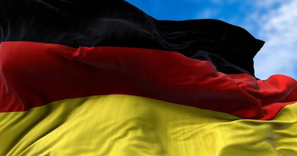 Almanya Bayrağının Rüzgarda Dalgalanmasının Ayrıntıları Demokrasi Politika Avrupa Ülkesi — Stok fotoğraf