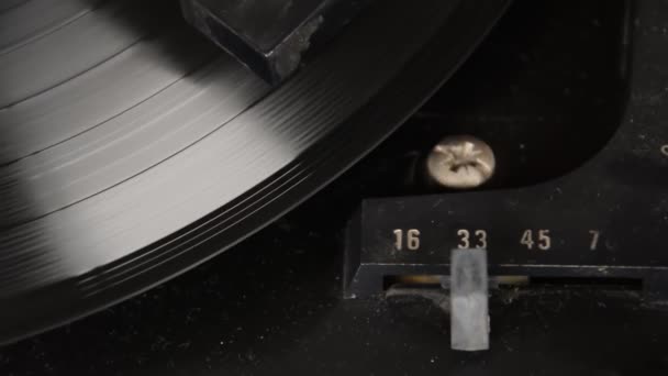 Black Vinyl Record Spinning Turntable Speed Selector Set Rpm Vintage — Stock Video