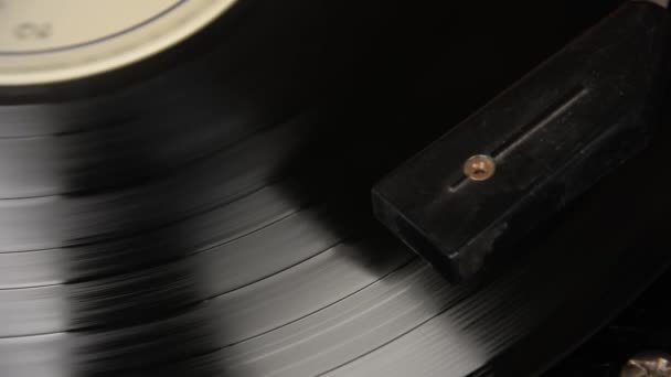 Disque Vinyle Noir Tournant Sur Platine Lecture Audio Analogique Des — Video