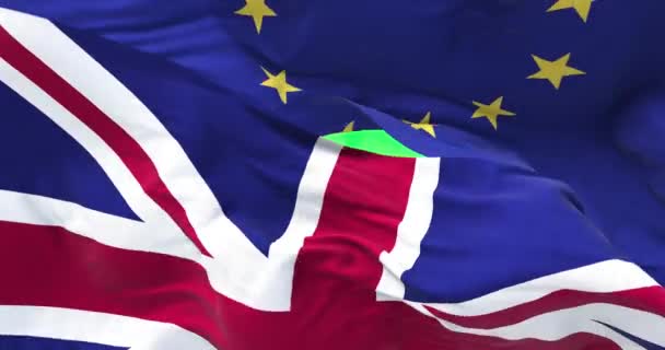 Bandeiras Reino Unido União Europeia Cima Umas Das Outras Com — Vídeo de Stock