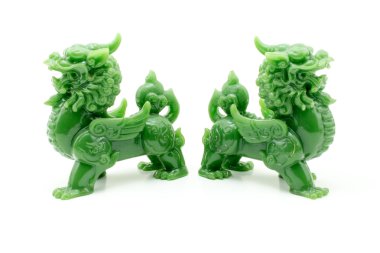 Aslan heykeli güçlü sembolü Çin inanç izole