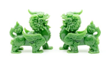 Aslan heykeli güçlü sembolü Çin inanç izole