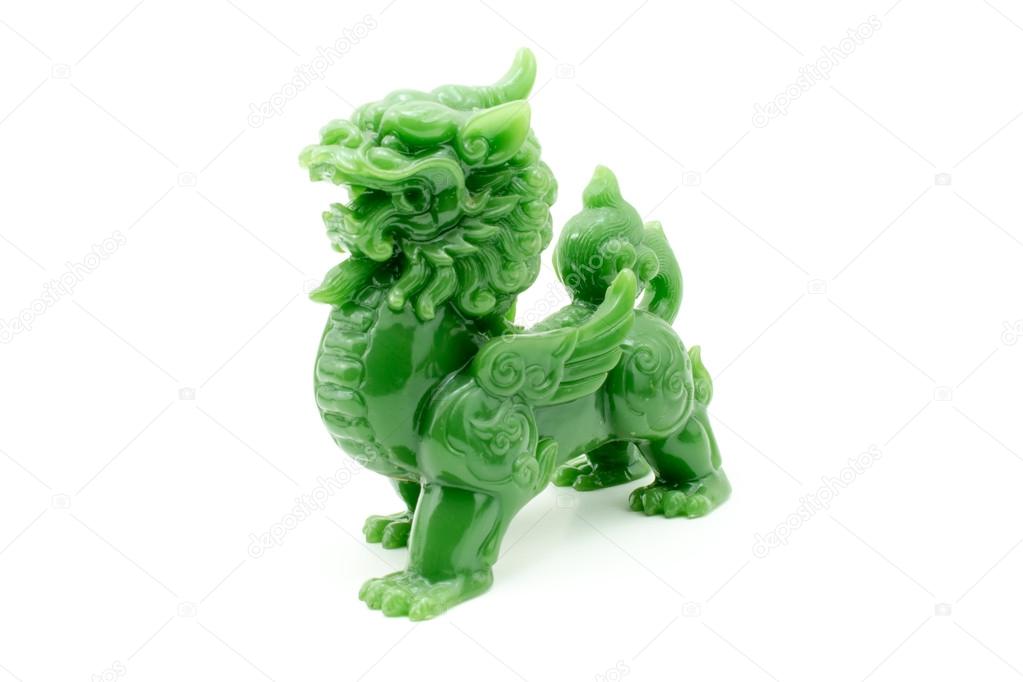 The lion statue the symbol of powerful in Chinese belief isolate