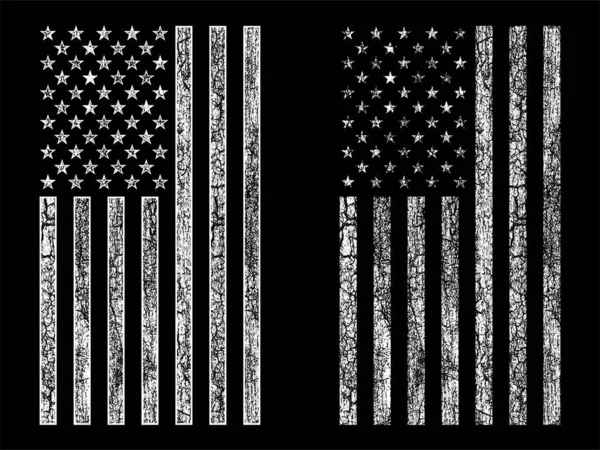 Grunge Amerikai Egyesült Államok Flag Black White Vector Design — Stock Vector
