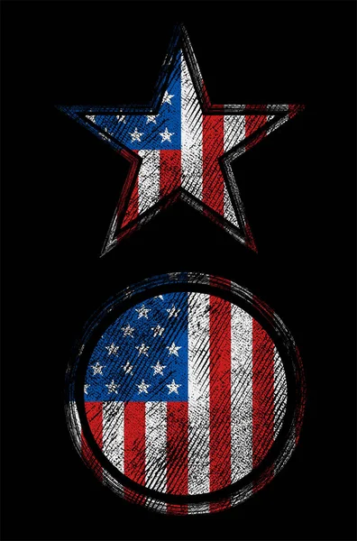Stella Grunge Con Cerchio Disegno Vettoriale Bandiera Usa Illustrazione Stock