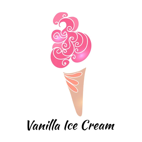 Pink ice cream vector icon on the white background. — Stock Vector