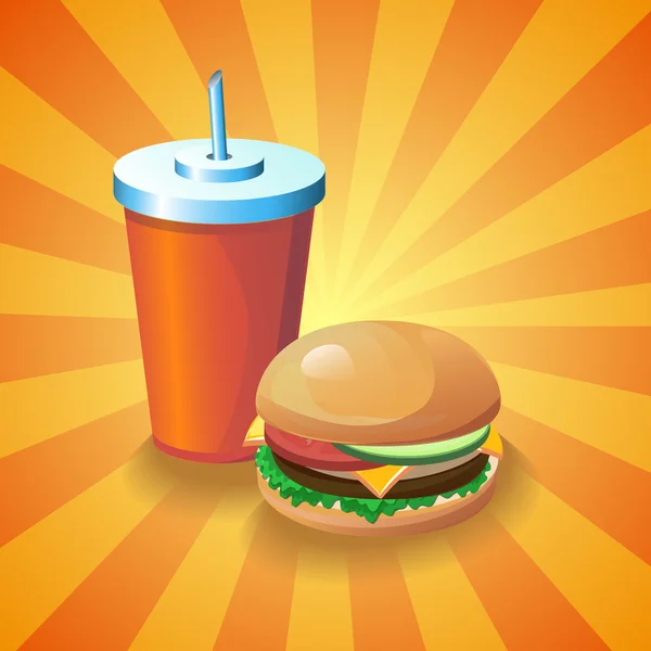 Cola and burger — Stock Vector