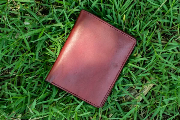Slim Minimalist Nature Money Clip Wallet Green Grass — Stock Photo, Image