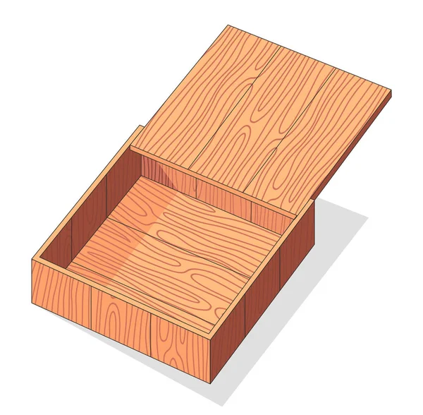 Icono de vector isométrico de caja de madera. Contenedor de transporte de frutas y verduras para paletas — Vector de stock