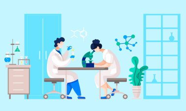 Bilim adamları Araştırma Laboratuvarı 'nda Deney Yapıyor