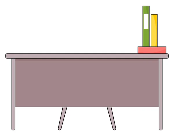 Illustrazione del posto di lavoro dell'insegnante, scrivania della scuola dello studente con pila di libri, cartelle sul tavolo — Vettoriale Stock