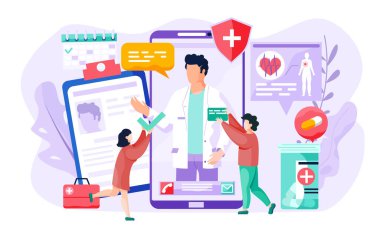 Doktorun görüntüsü olan bir telefon ekranı. İnternet üzerinden alınan çevrimiçi tıp dersi sırasında öğrenciler