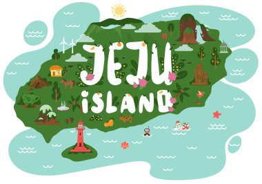 Jeju 'ya hoş geldiniz. Jeju turizmi seti Hallim Park, turizm dalışı gibi.