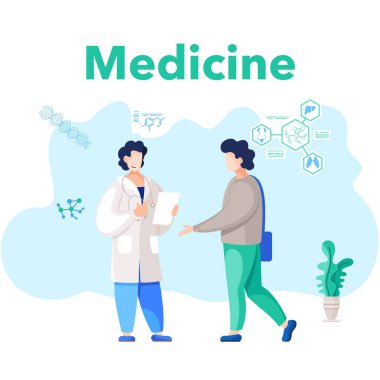 Hastanedeki doktor randevusundaki bir adam. Doktor muayeneyi sağlık ofisinde yapar.