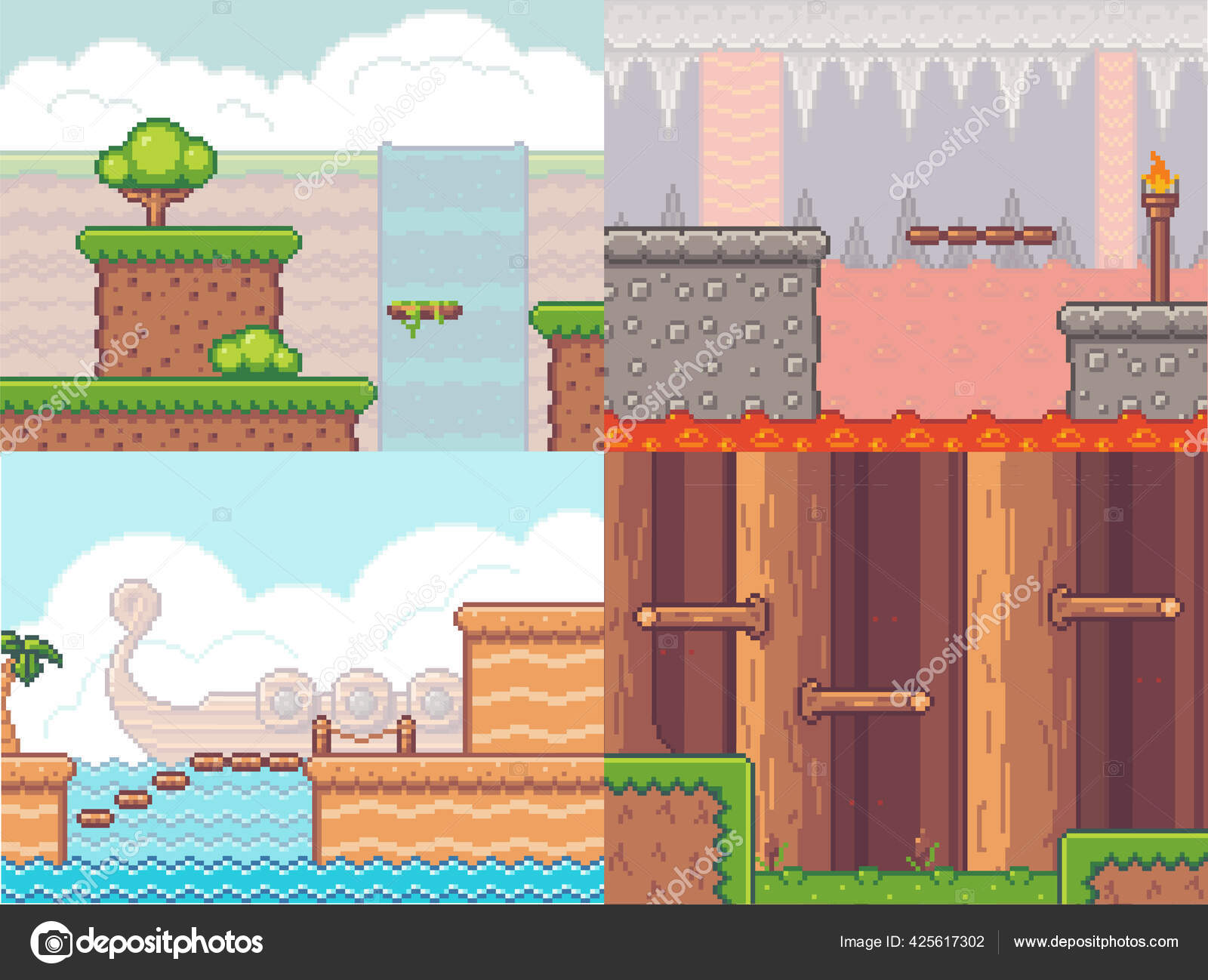 2D Jogo 9 Da Plataforma De Tileset Ilustração Stock - Ilustração